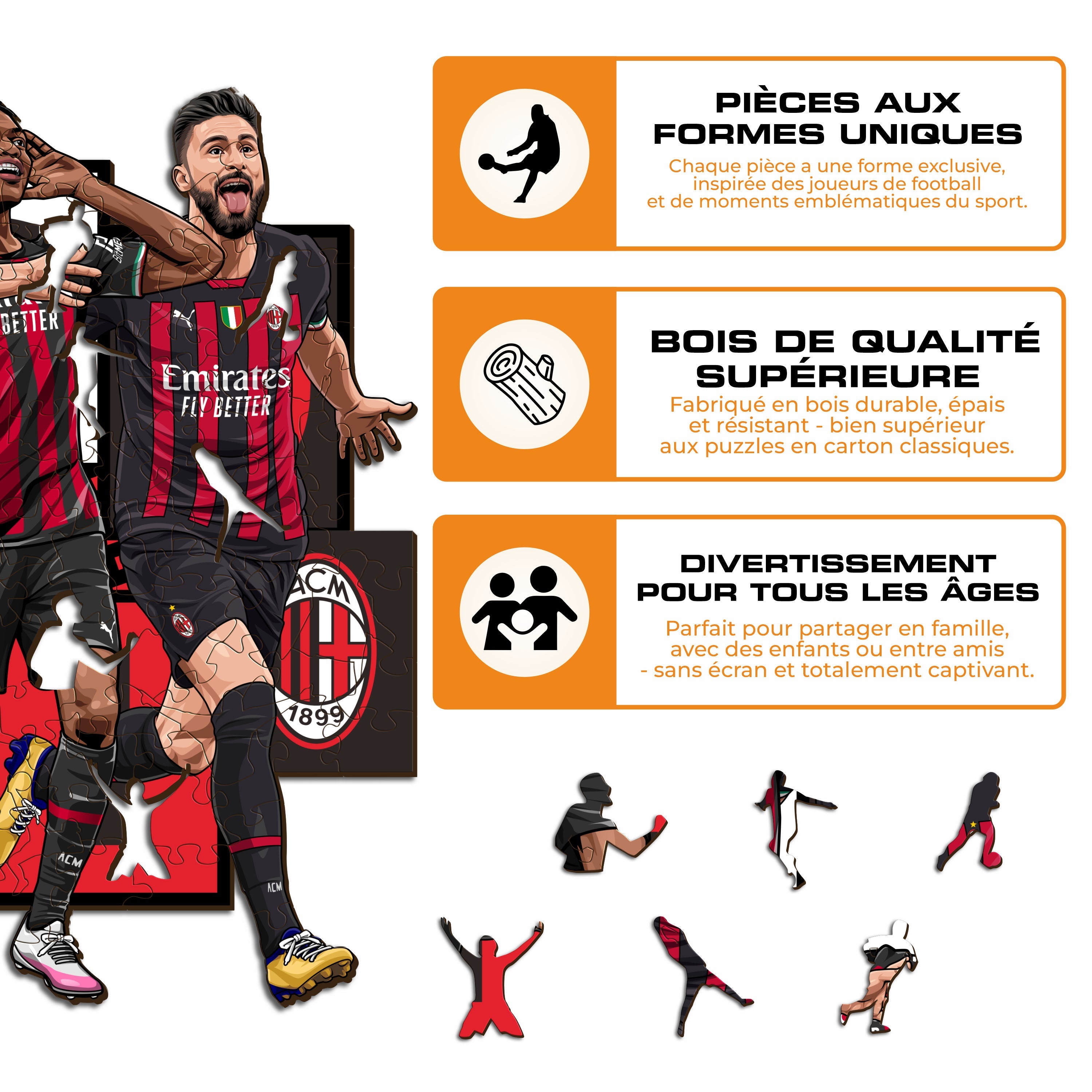 5 Joueurs AC Milan® - Puzzle en Bois