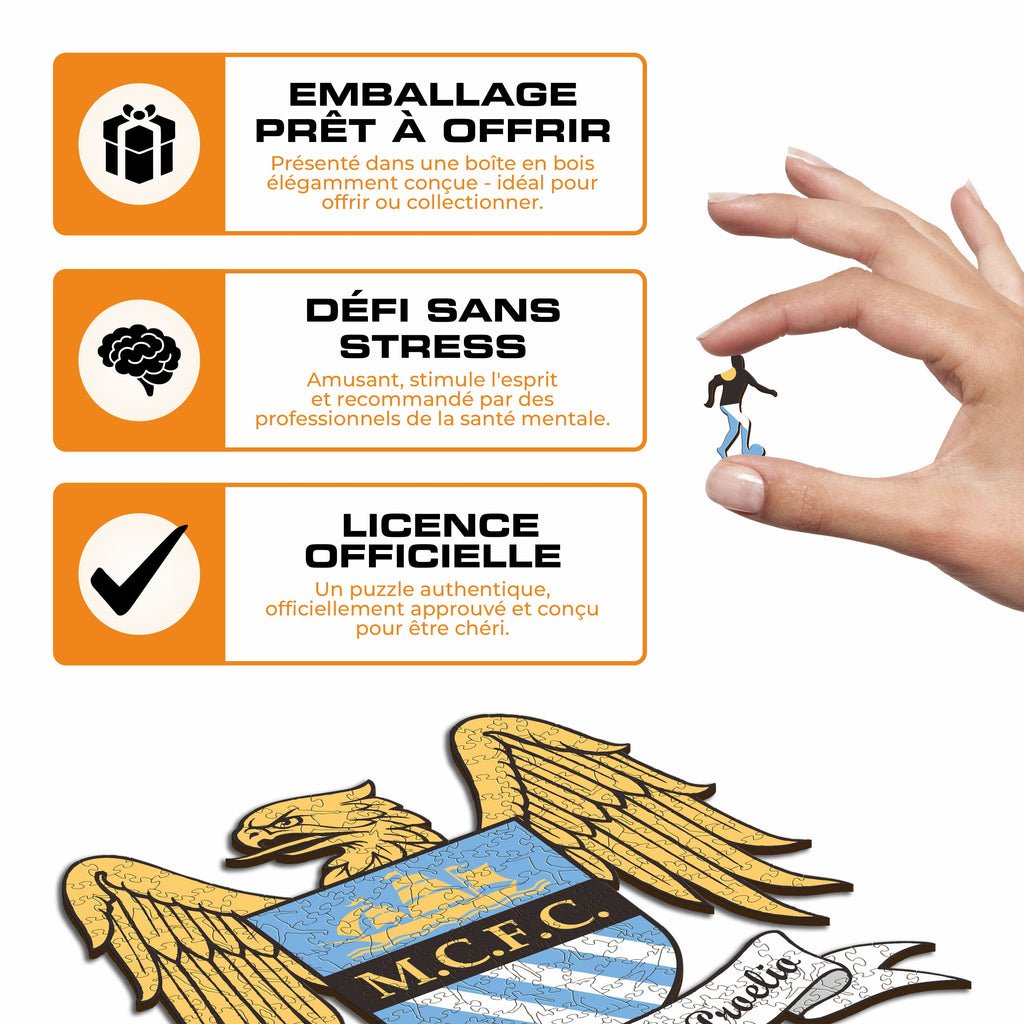 Retro Logo Manchester City FC® - Puzzle en Bois