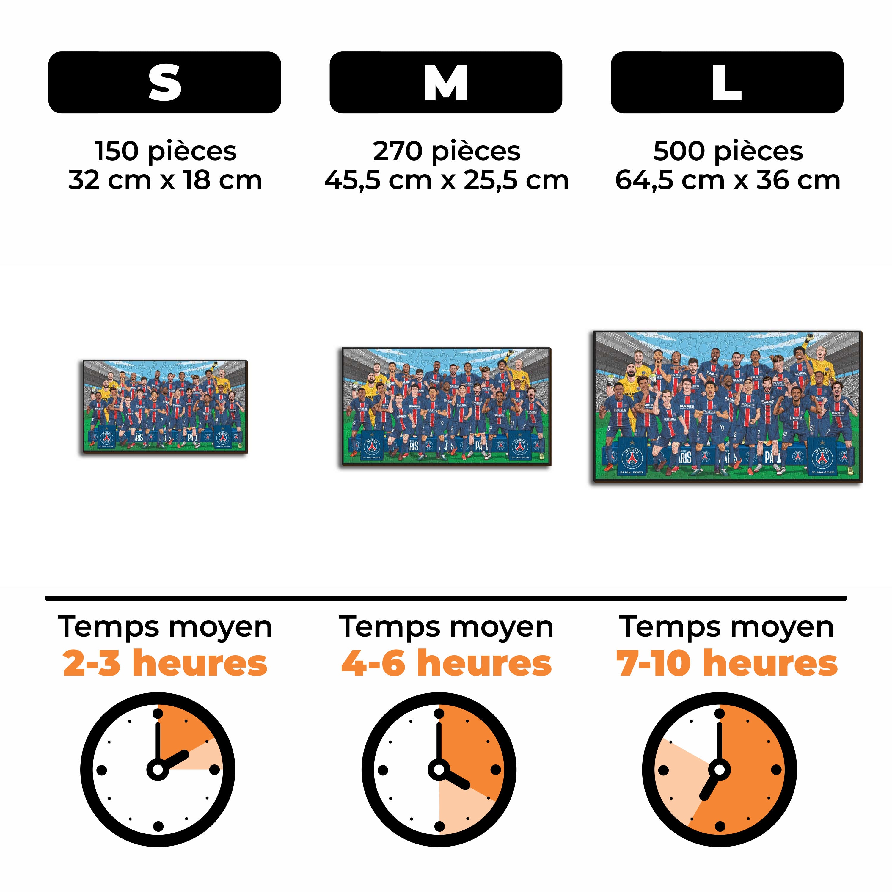 Équipe Paris Saint-Germain® "Triplé Historique" – Puzzle en Bois